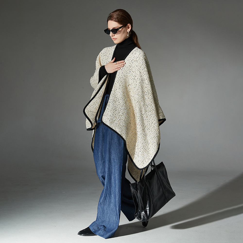 Wool Gold Silk Classic Style Shawl