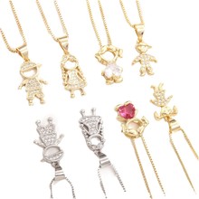 欧美外贸热销精致男女孩吊坠项链 跨境厂家直销可爱锆石镀金项链