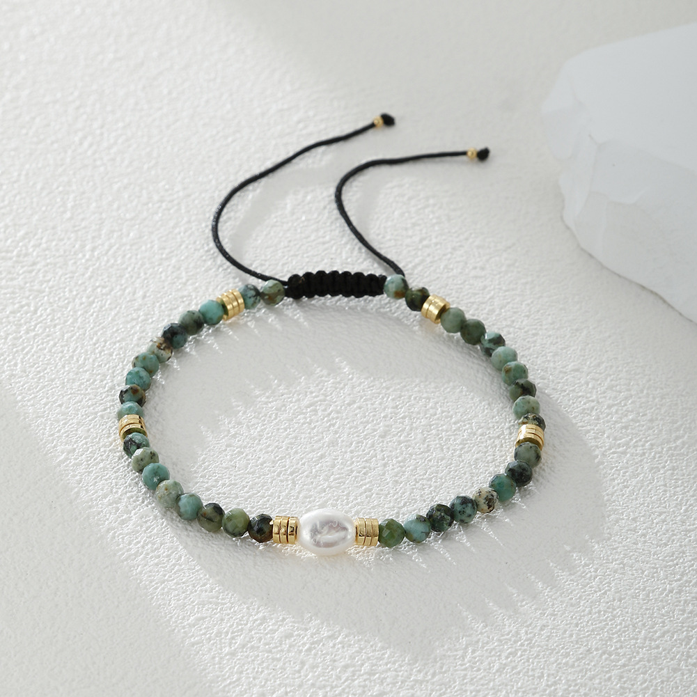 8g Weight 18K Gold Plated Plating Material Bracelets Classification Freshwater Pearl, Brass Chain Material 1 Piece Quantity Ethnic Style Round Natural Stone Freshwater Pearl Copper Plating 18k Gold Plated Bracelets