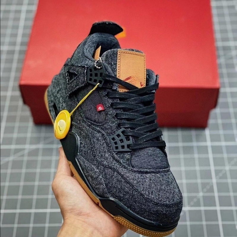 莆田工場 aj4 ピュアオリジナルバスケットボールシューズダークグリーンジョー 4 パープルデニム滑り止め耐摩耗性男性と女性のカジュアルランニングシューズ|undefined