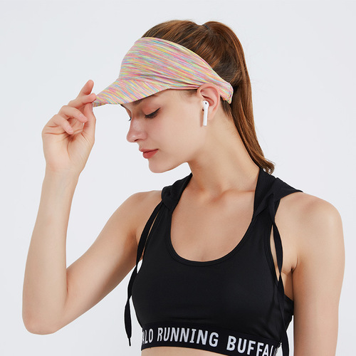 Summer outdoor sports sun hat for women sweat-proof headband sun protection breathable hat moisture-wicking quick-drying elastic empty top hat