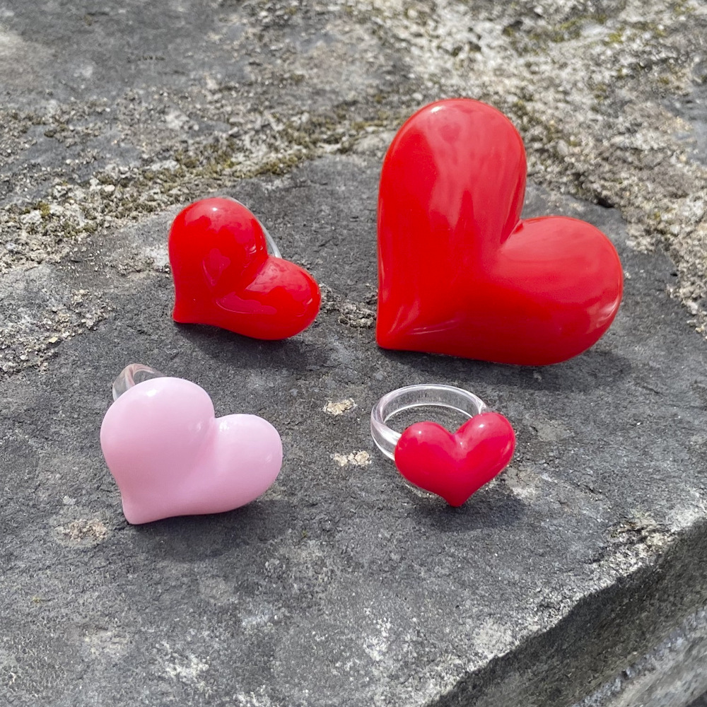 wholesale jewelry solid color heart resin ring Nihaojewelry