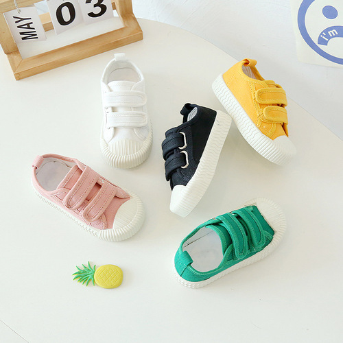 Children's shoes  new fashion children's canvas shoes Velcro soft bottom children's casual sneakers candy baby toddlers