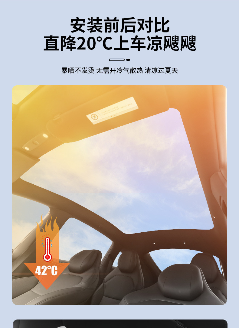 Suitable for 6-Seater Tesla Model Yl Sunroof Sunshade, Roof Sunroof Heat Insulation and Sun Protection Curtain Wholesale
