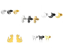 经典时尚图案耳钉钛钢真空镀色街头流行耳针穿饰 品