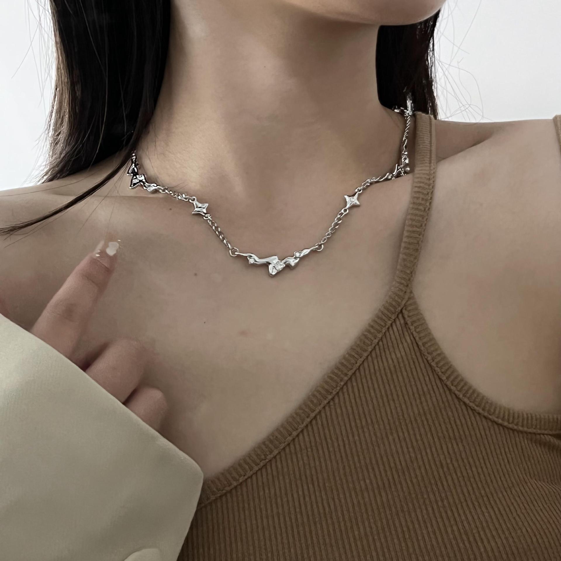 2022 New Lava Eight-Pointed Stars Stainless Steel Clavicle Chain Necklace
