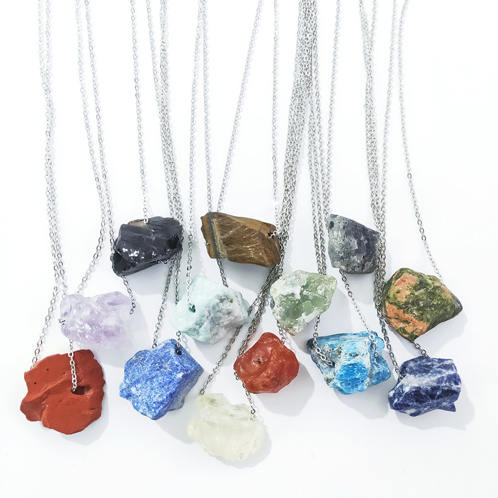 Geometric Pattern Unisex Gender Retro Geometric Natural Stone Pendant Necklace 1 Piece