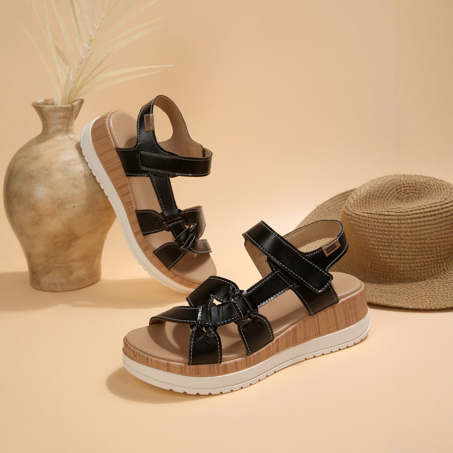 2026 Summer New Wedge Heel Sandals Women's Platform Velcro Cross Strap Roman Shoes Foreign Trade Large Size Comfortable Women's Shoes_voghion.com