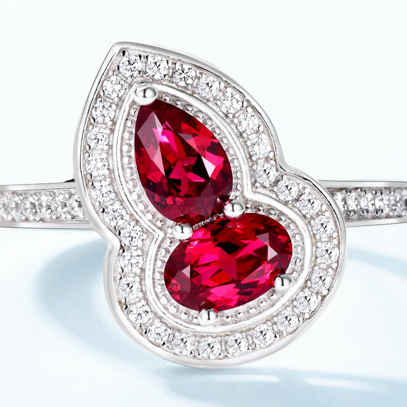 Especial transfronterizo para el cultivo de calabazas anillo del tesoro rojo femenino S925 incrustaciones de plata para cultivar el anillo de dedo de comida del tesoro de color anillo de moda europea y americana