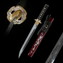 外贸批发手工雕刻日式短刀日本刀小直刀一体刀剑龙泉Tanto未开刃