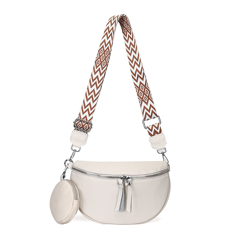 Top Grain Cowhide Leather Women's Chest Bag, Crescent Bag, Saddle Bag, Crossbody Mother-Daughter Bag, Cross-Border Wholesale Bags - Thumbnail 5