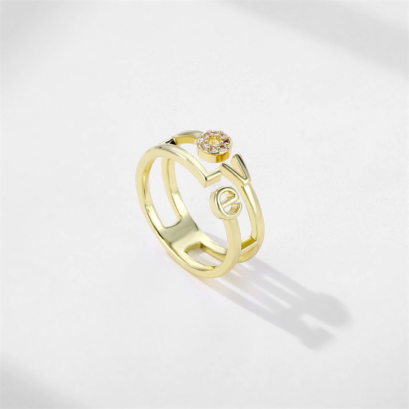 Fashion Geometric Copper Plating Zircon Open Ring