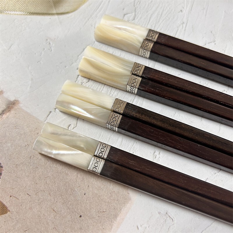 3P silver ring shell chopsticks big red sour branch shell chopsticks luminous shellfish square head chopsticks no lacquer wax log square chopsticks