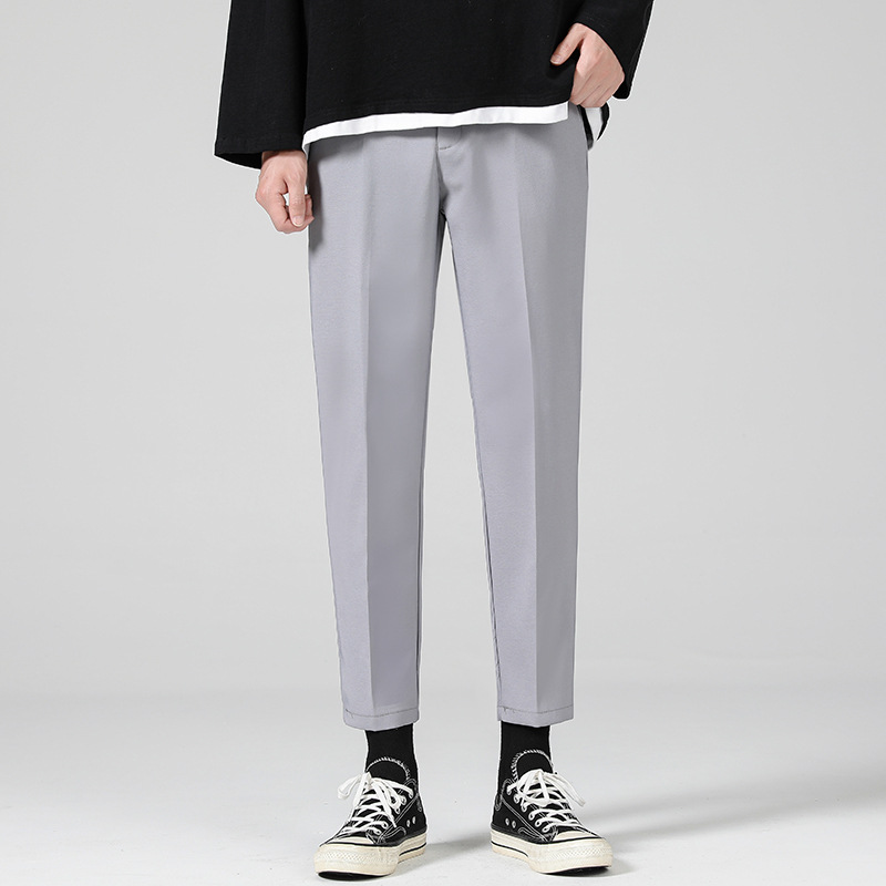 LKTM ropa de hombre # pantalones de traje engrosados forrados con forro polar estilo coreano SLIM-Fit rectos desplegables pantalones casuales de traje pequeño image 12