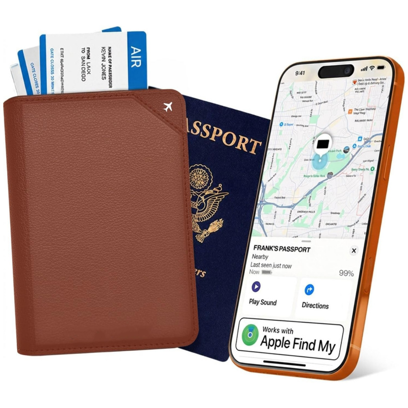 Passport wallet with Apple Find My location tracking