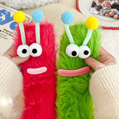 Cute and Funny Ugly Cute Socks for Girls, Plush and Adorable Emoji Style, Coral Fleece, Thick and Warm Home Slippers, Fluffy Sleeping Floor Socks