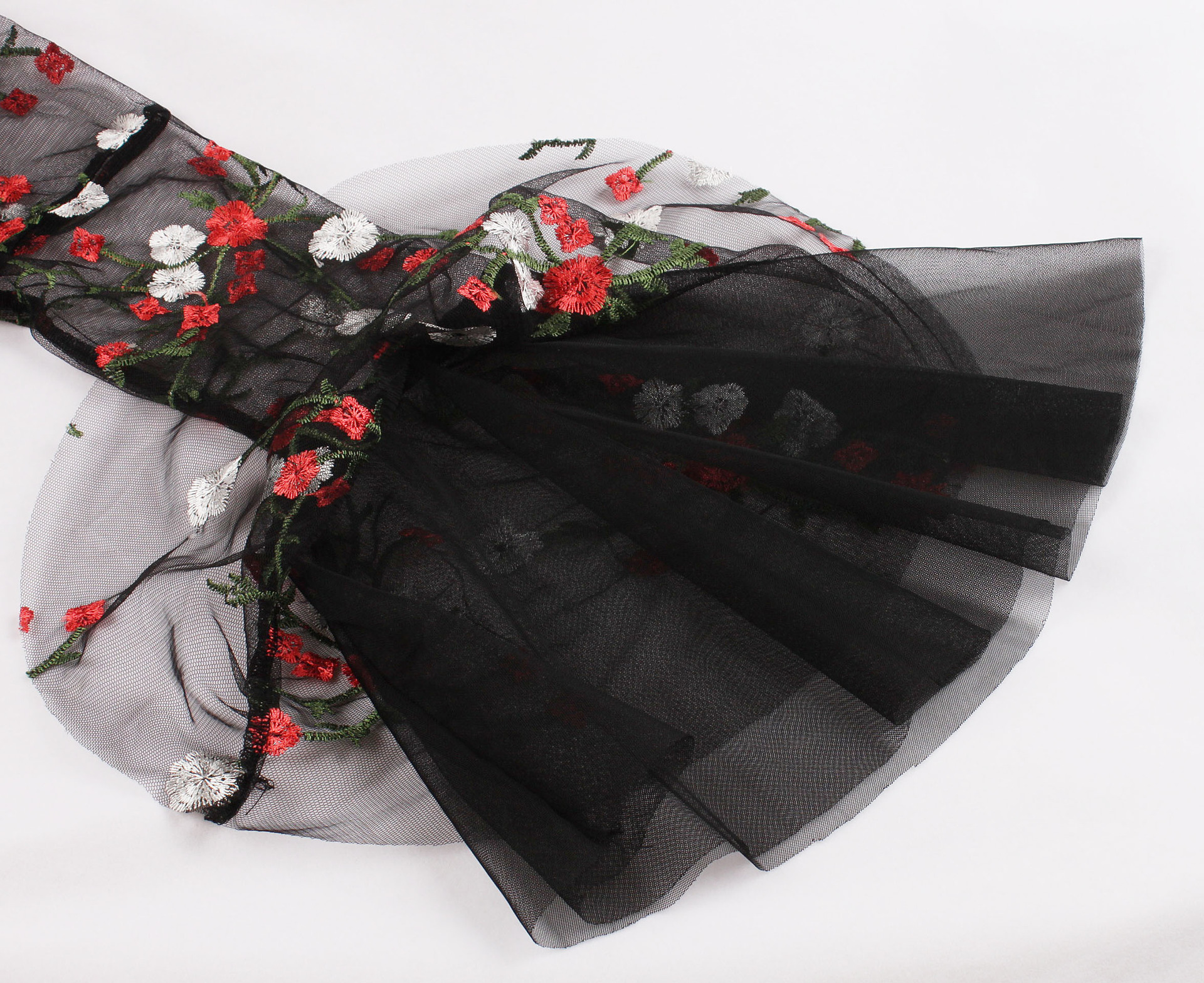 women's mesh embroidery trumpet sleeve stitching dress nihaostyles clothing wholesale NSMXN78855