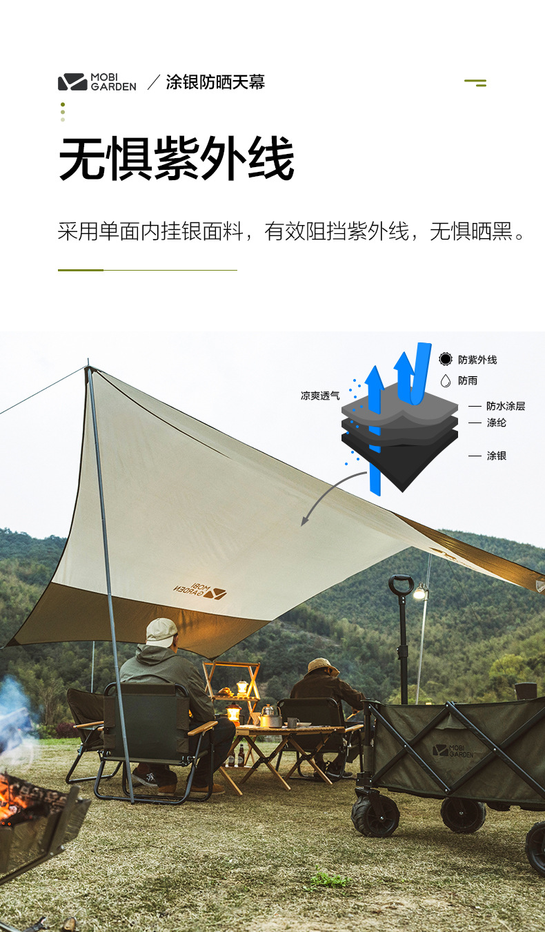 Mugod Junting 440 Canopy Tent Foldable Portable Camping Sunshade Sun Protection Rainproof Beach Shelter