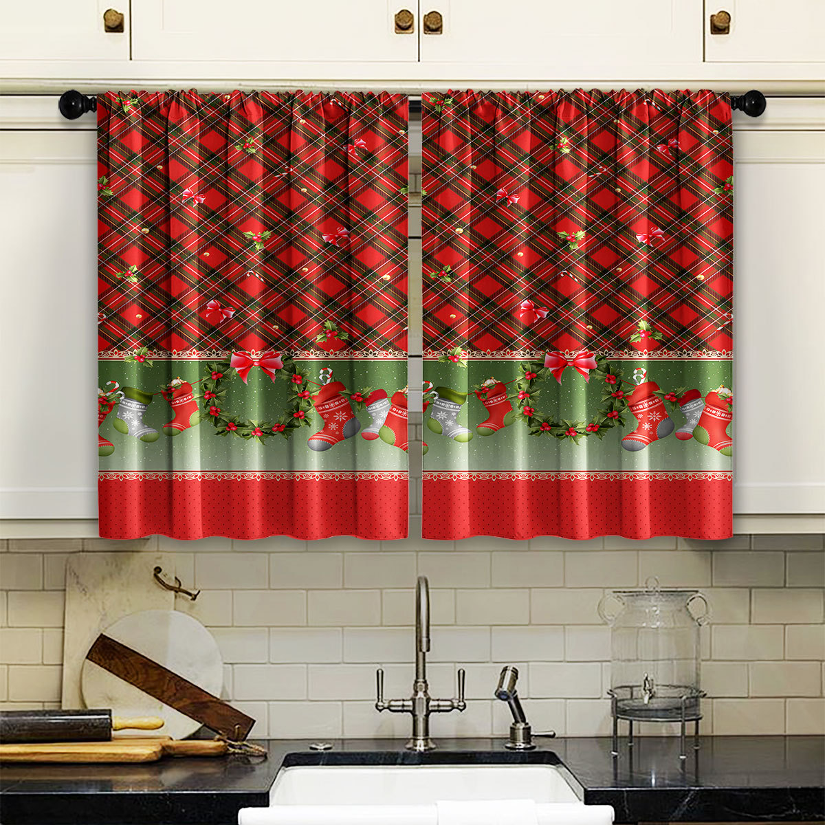 Transfronterizo nuevo plano impresión digital cortina de cocina cortina TEMU venta spot