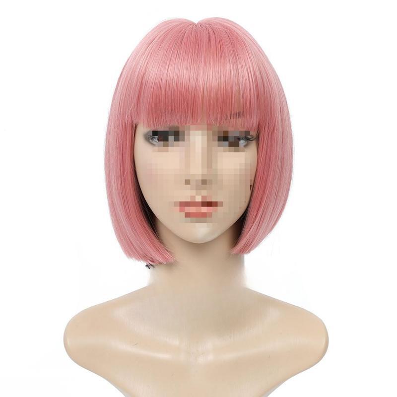 2025 New Cross-Border Dropshipping Pink Women's Synthetic Short Bob Wig (with Bangs)