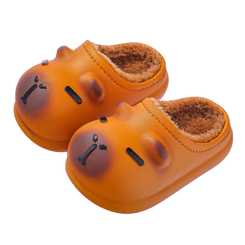 Zapatillas de algodón para niños Capibara, zapatillas de algodón para niños y niñas de invierno, zapatillas de algodón para padres y niños, zapatos de algodón para niños mayores y niños