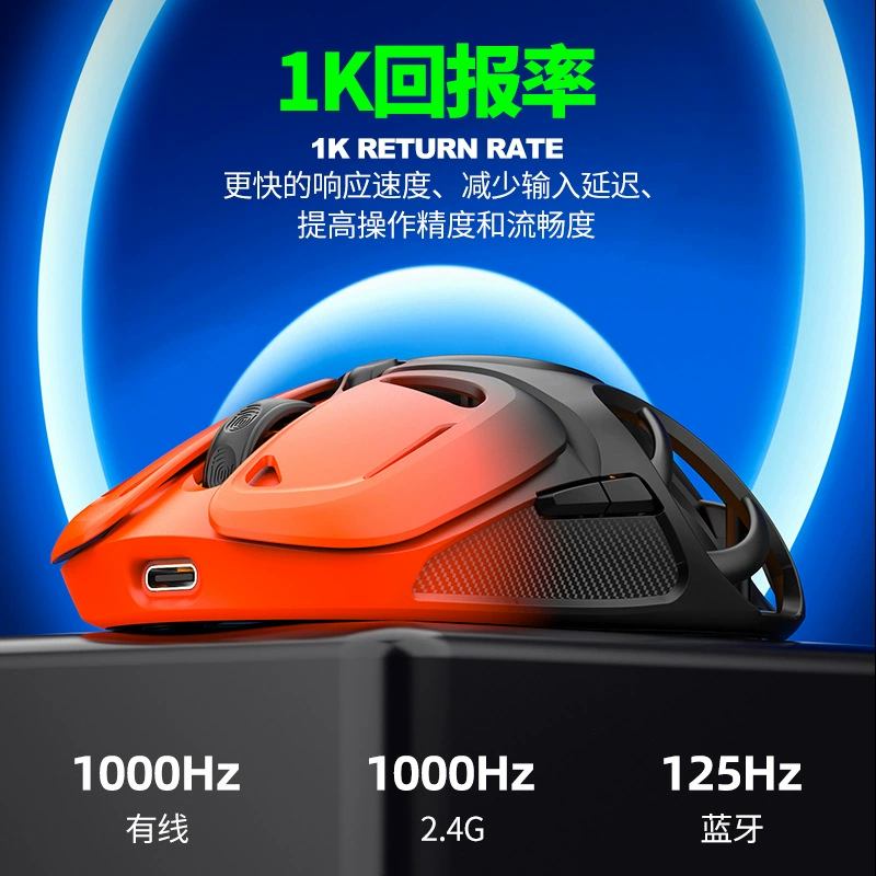 Viper X10 Wireless Bluetooth Tri-mode Mouse Illuminated Hollow Firefly Gaming Mouse 1K Return Cross-border