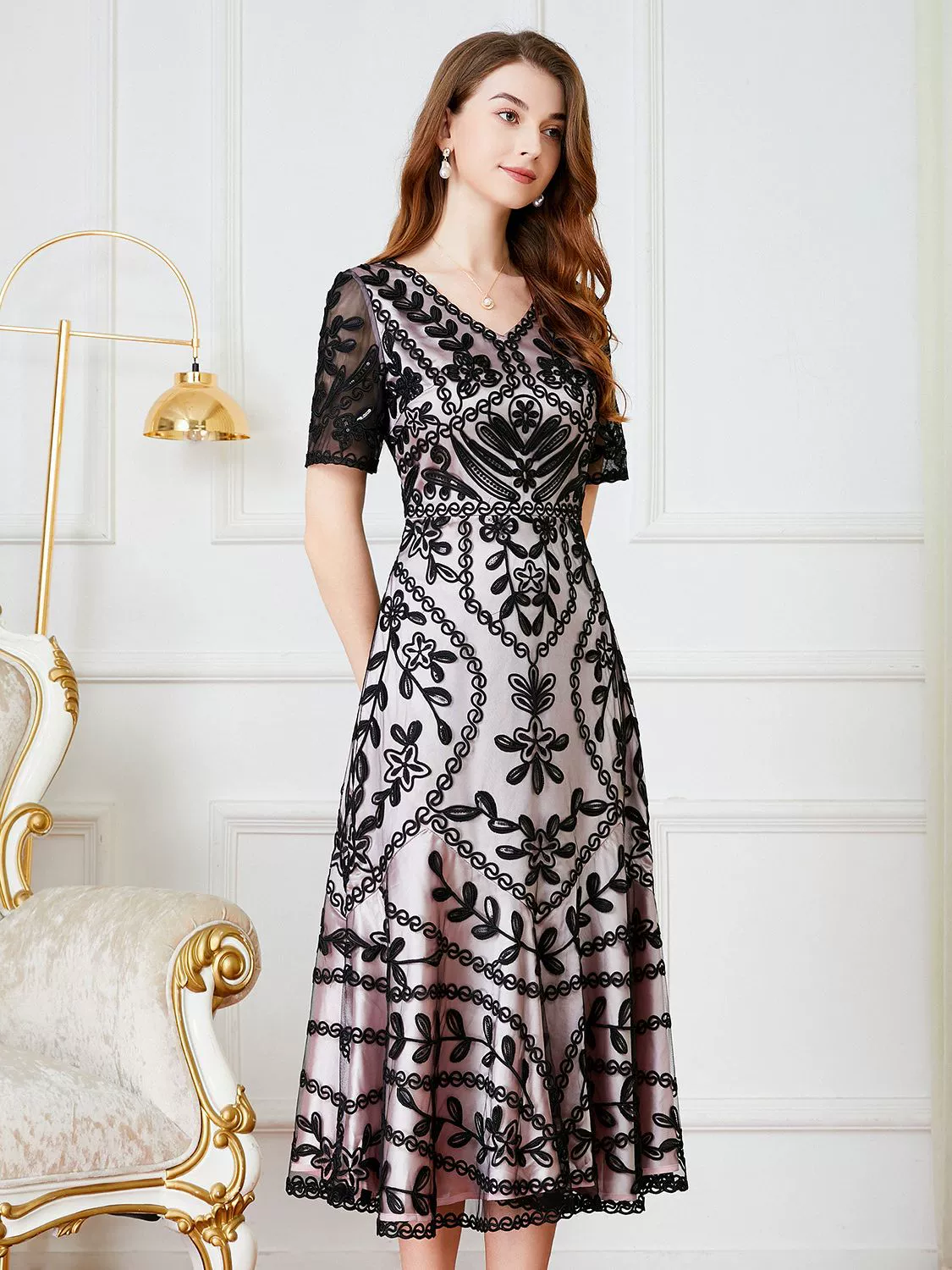 Летняя мини-юбка для мамы, свадебное платье, с коротким рукавом, plus size, с вышивкой, оптом
