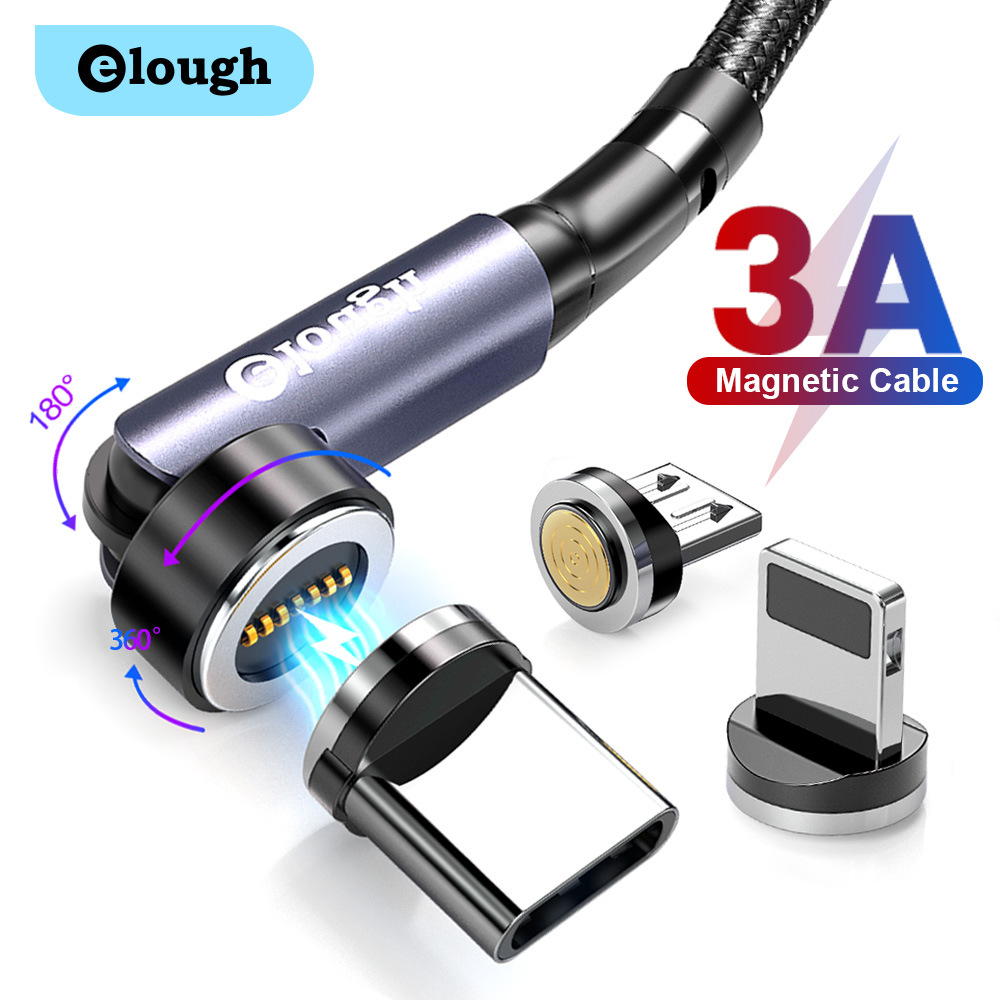 Elough Magnetic Data Cable One to Three Small Waist 540 Degree Rotating Mobile Phone Charging Cable USB Data Cable Factory Price