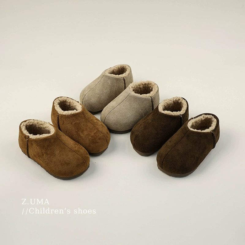 Корейская детская хлопчатобумажная обувь 2024 Зимний мальчик ретро хлебная обувь для девочек