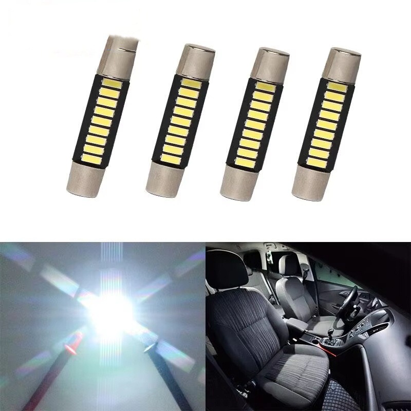 Car LED reading light B6 28/29MM 4014 9SMD flat head double pointed ST6 cosmetic mirror lamp fuse