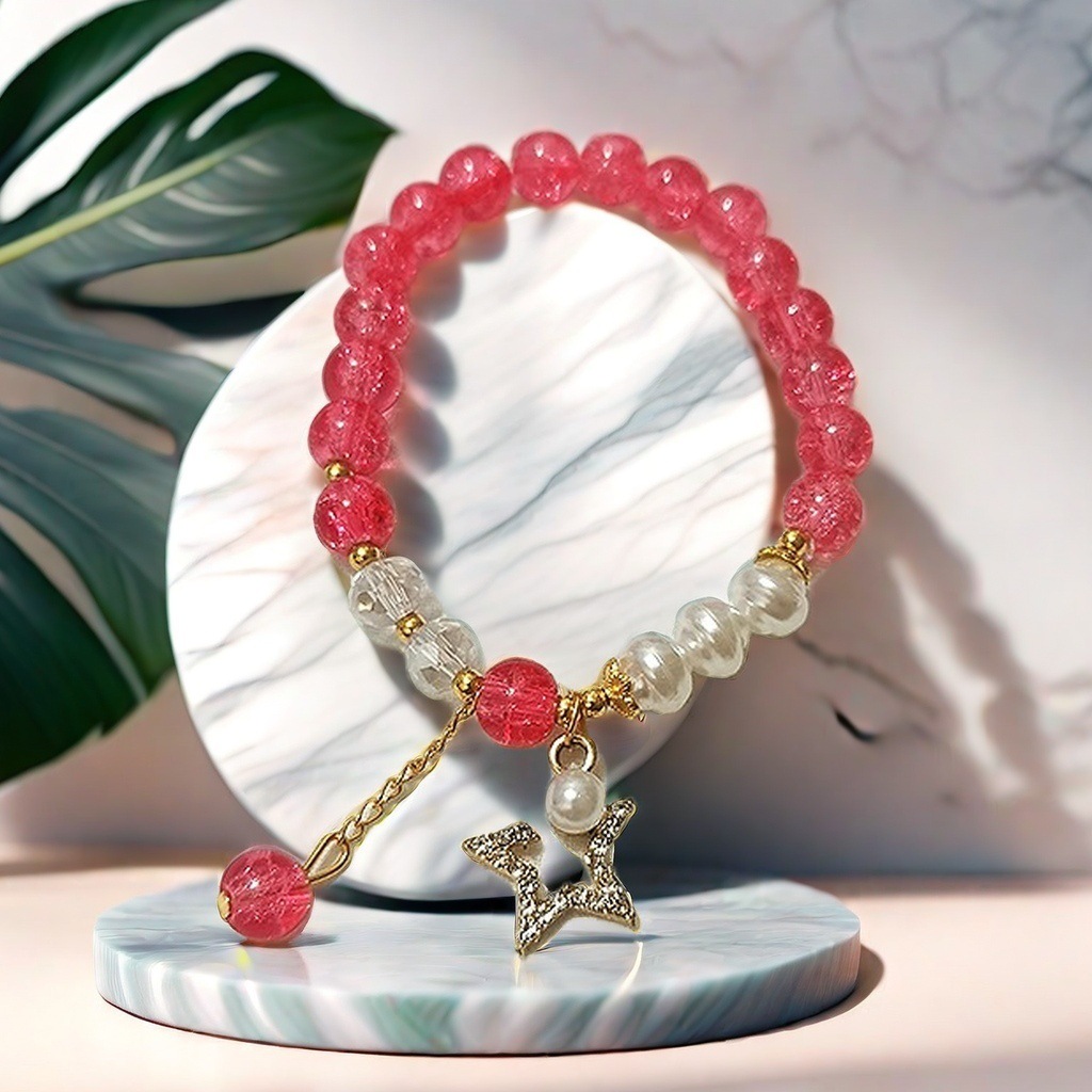 AC05 딸기레드 오각별팔찌