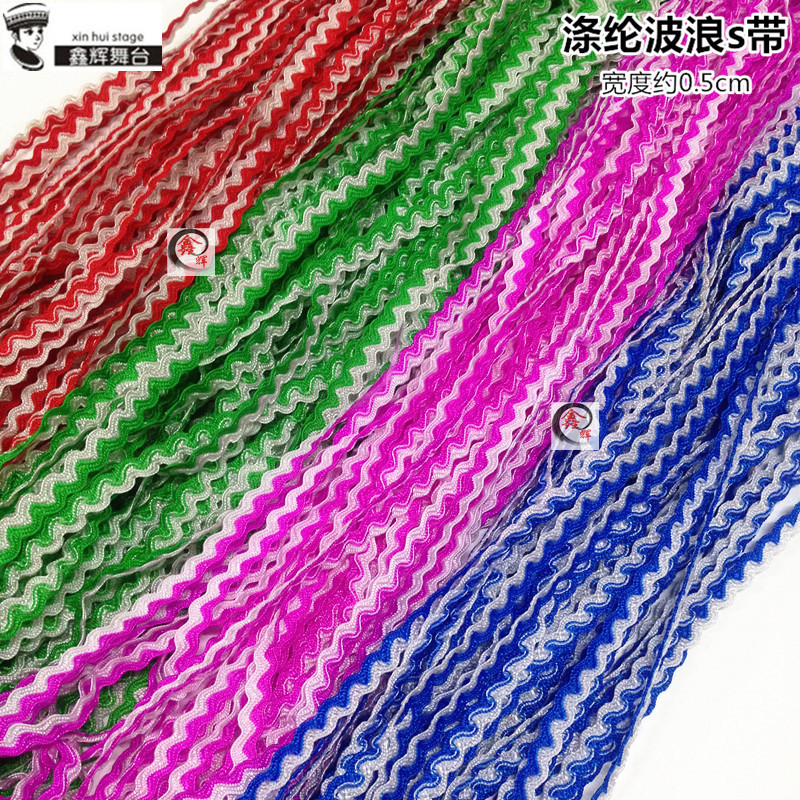 Ola de poliéster onda de agua étnico s cinturón de color sólido hilo de dos colores Cinturón drama abrigo sombrero botas accesorios decorativos hechos a mano material de bricolaje