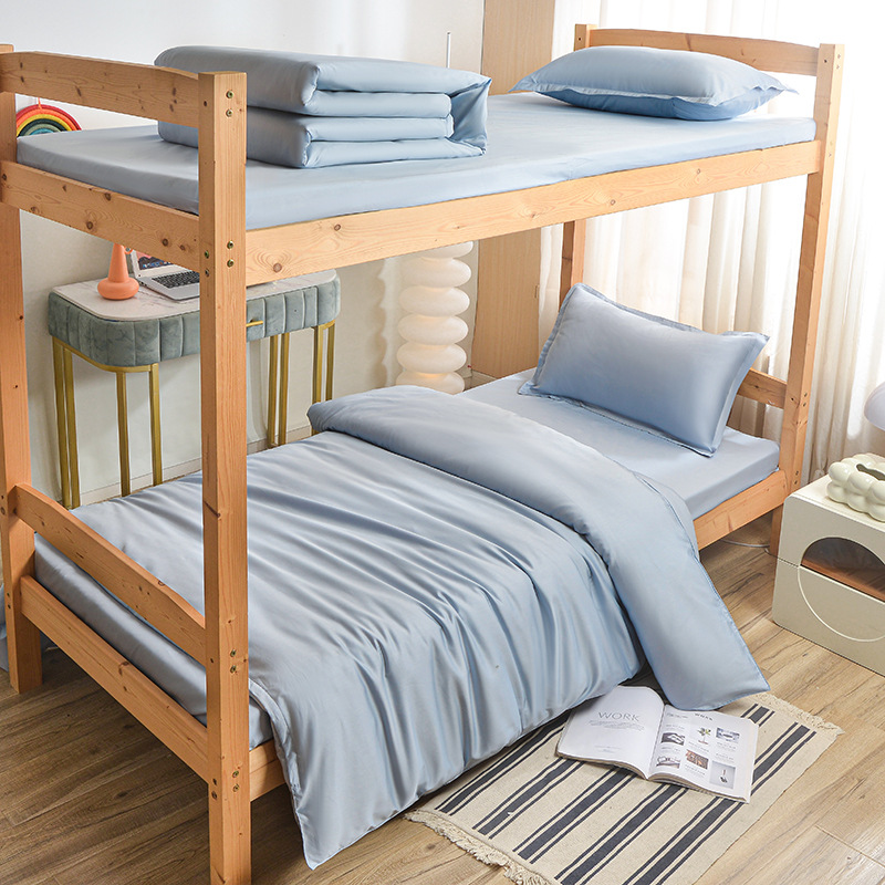 Juego de sábanas y funda nórdica de tres piezas, sábana ajustable de clase A, cama individual de dormitorio de algodón puro, ropa de cama escolar, ropa de cama para estudiantes