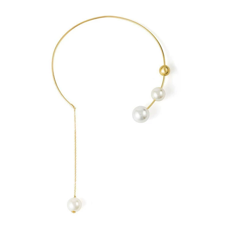 Колье-чокер титановая сталь, жемчуг с кисточками, маленький европейский простой элегантный дизайн