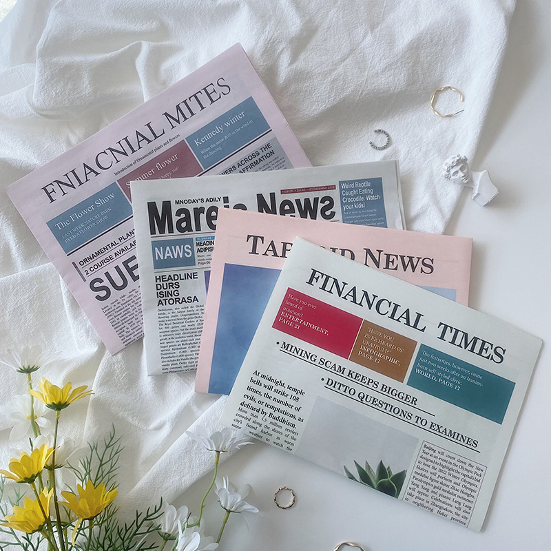 Ins Photo Props and Decorations, Retro English Newspaper Fashion Cards, Food Photography Background Arrangement, Ins Style