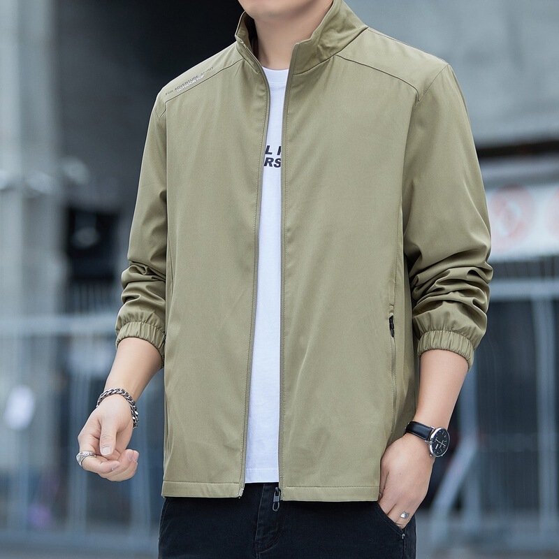 Men's jacket, new spring/autumn collection, casual and lightweight business style, trendy, suitable for young and middle-aged men, outdoor wear, solid color, stand-up collar Men's jacket, new spring/autumn collection, casual and lightweight business style, trendy, suitable for young and middle-aged men, outdoor wear, solid color, stand-up collar