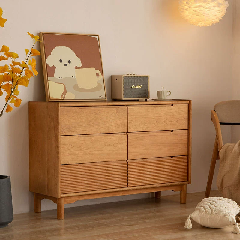 Nordic All Solid Wood Шкаф с шестью ковшами Североамериканский современный простой шкаф для хранения из вишневого дерева Шкаф для хранения в спальне Многофункциональный шкаф