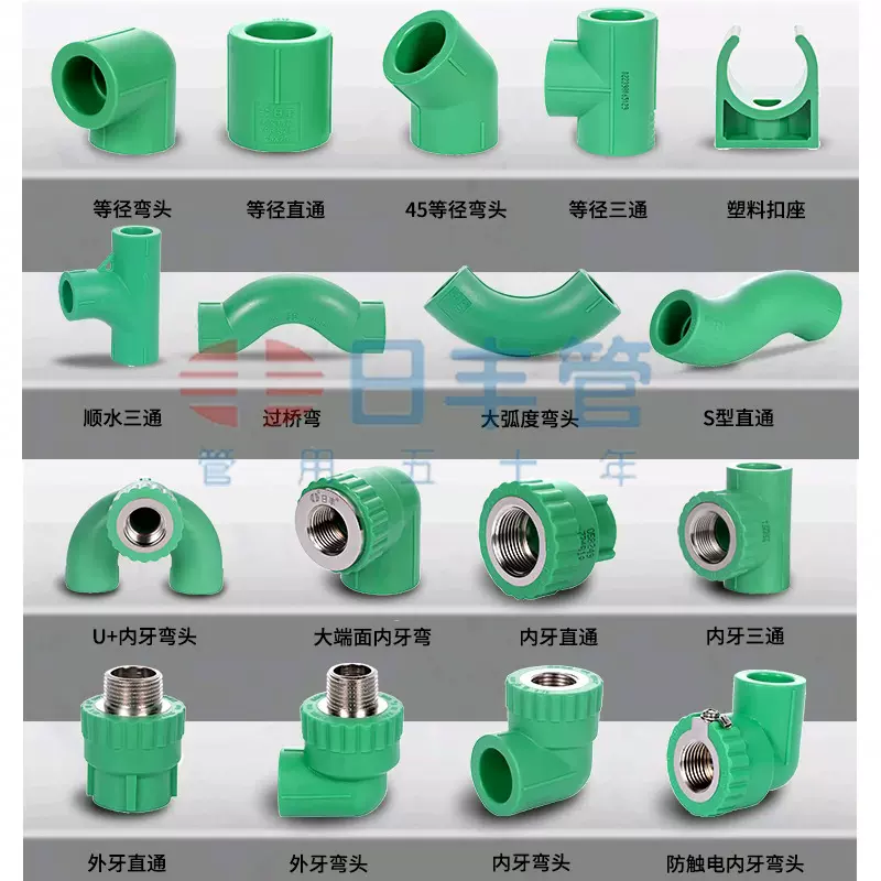 ppr水管配件接头冷热带丝4分20直接6分三通弯头热熔管件成都日丰
