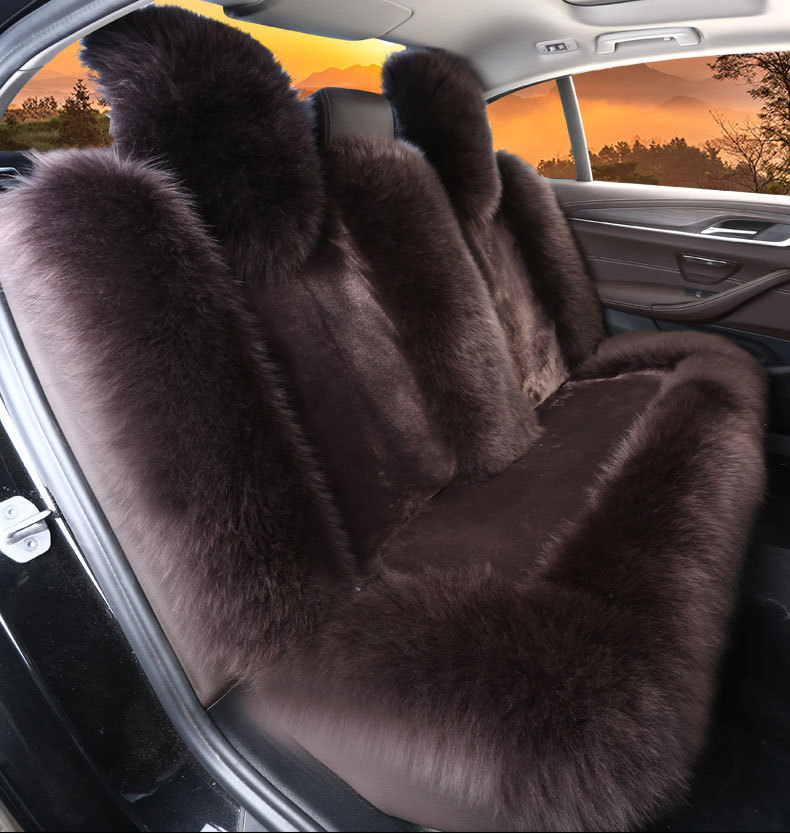 Winter wool car seat cushion plush seat cover pure wool long hair winter wool pad warm thickened car mat popular online