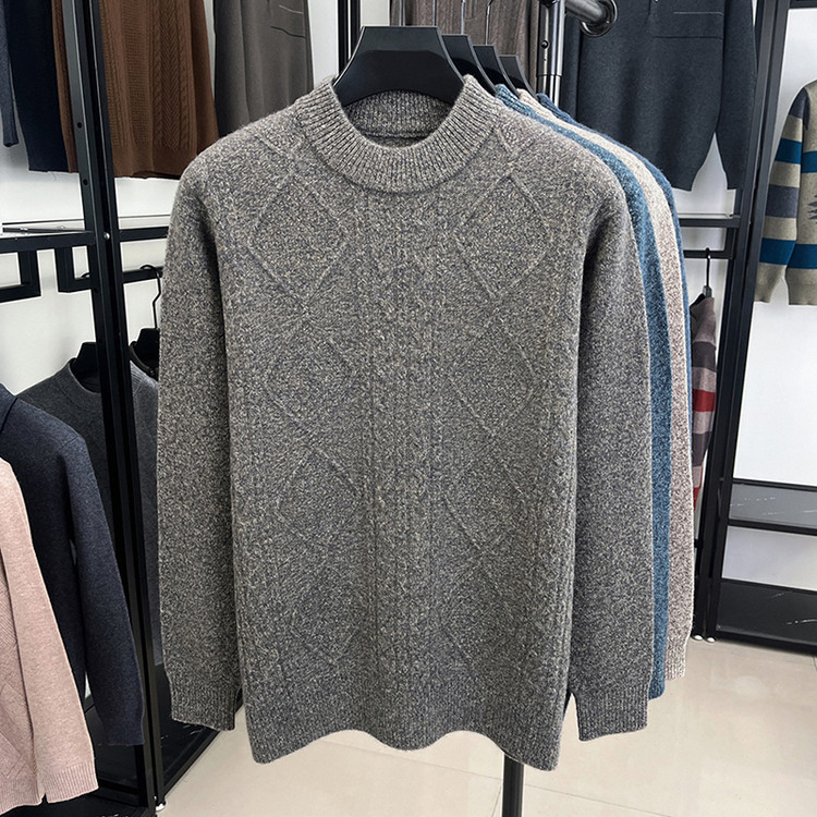 Temporada de otoño y invierno nuevo 100% puro suéter de lana para hombres cuello redondo suéter suelto suéter de lana