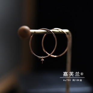 Pure G18K Gold Hollow Ear Ring with Bead Plate Two Piece of Pearl Earrings Empty Accessories Simple Fashion