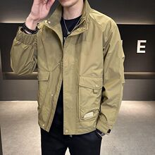 立领宽松翻领春秋季新款外套休闲衣服上休闲夹克男装男士欧美2025