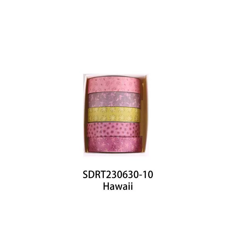 Washi tape set Mori Mori, 1 cm × 2 m 5‑rolls, retro decorative patterns