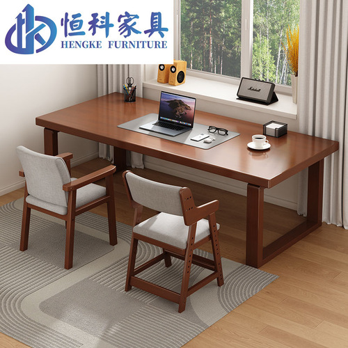 Rubber wood large long desk study table living room large board work table modern simple home office computer table wholesale