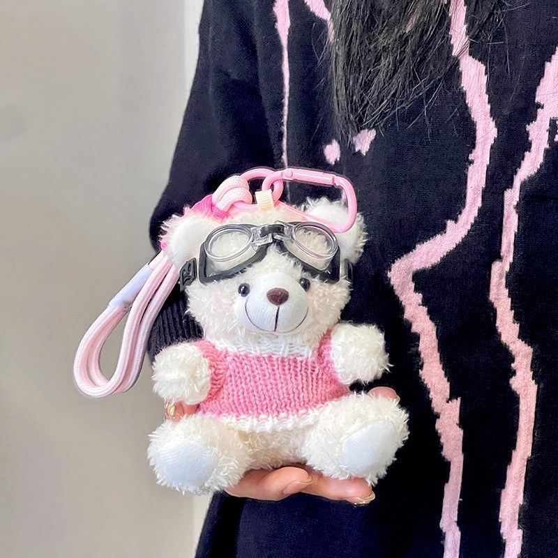 Colgante de bolsa de felpa de oso rubor Muñeca creativa Muñeca de oso lindo llavero Regalo Decoración interior de coche