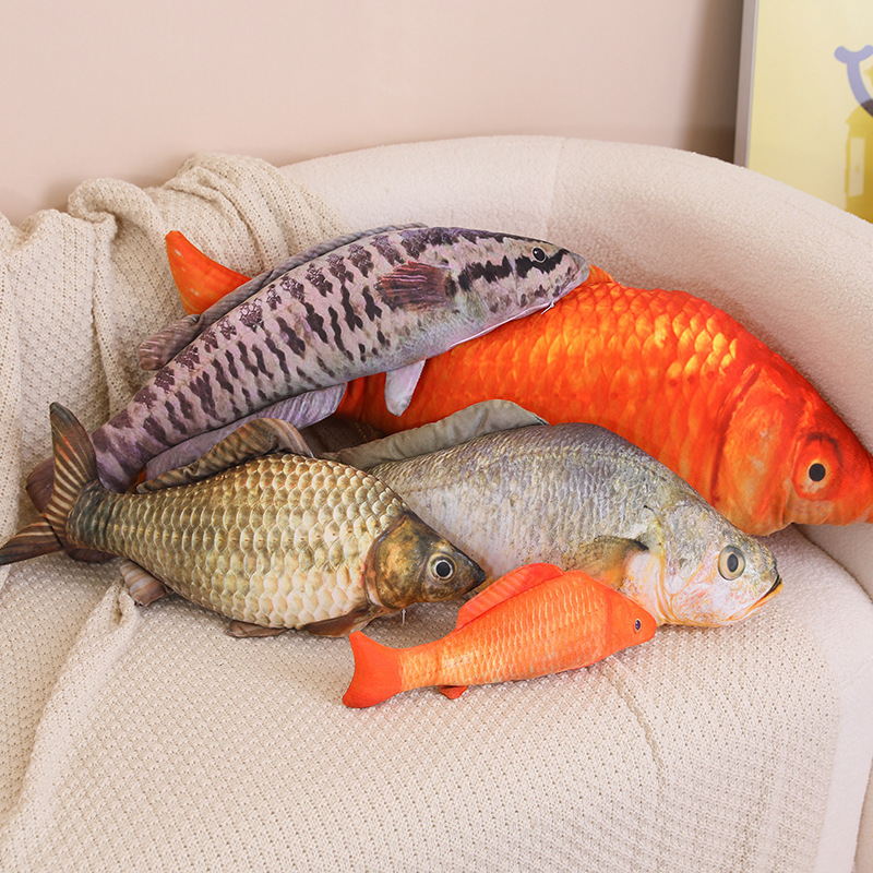 Simulated fish doll black fish doll herring yellow croaker crucian carp gift plush toy pet thunder dragon fish training fish props