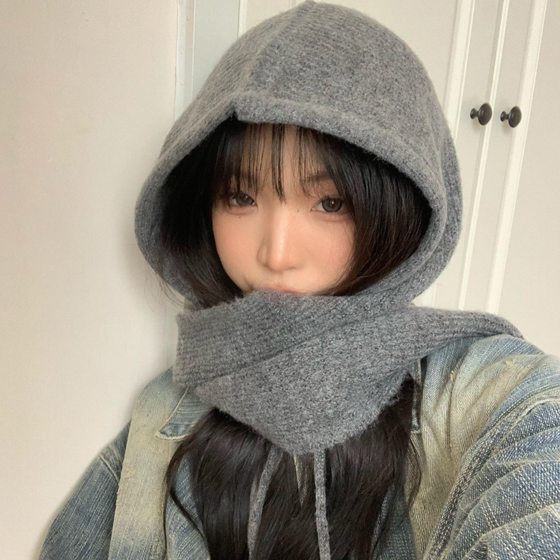 Sombrero bufandas en una mujer otoño invierno nuevo estilo coreano bufandas encapuchadas de punto bufandas de sombrero al por mayor