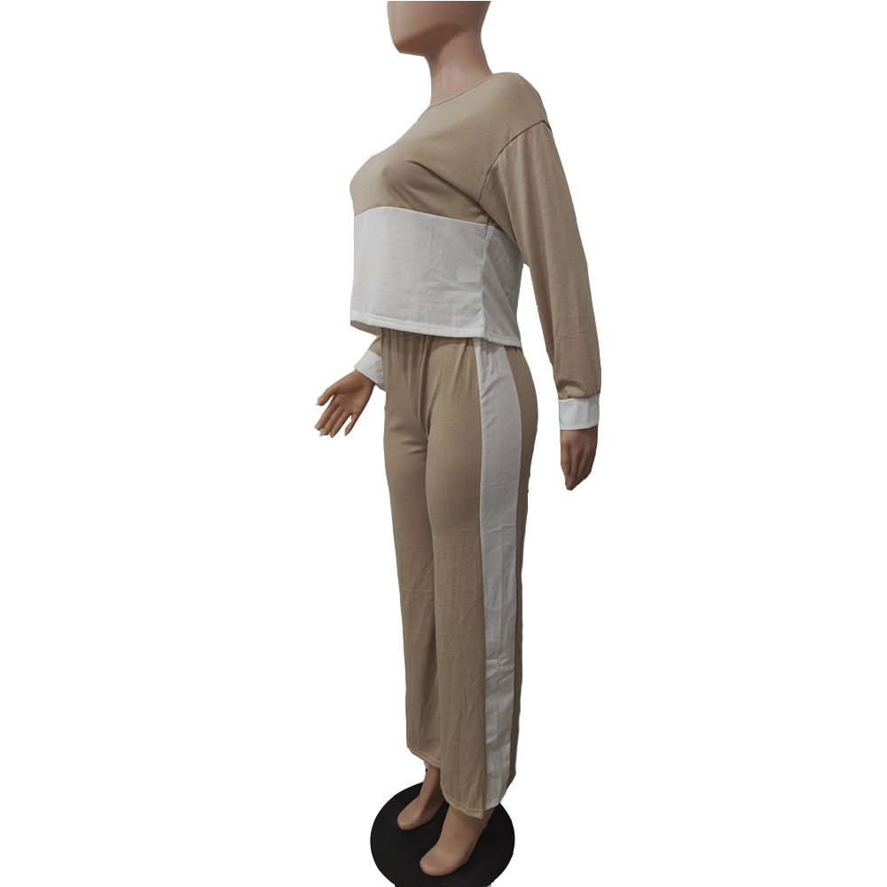 Damenbekleidung Kontrastfarbene Nähte Freizeitanzug Drei Farben Optional_voghion.com