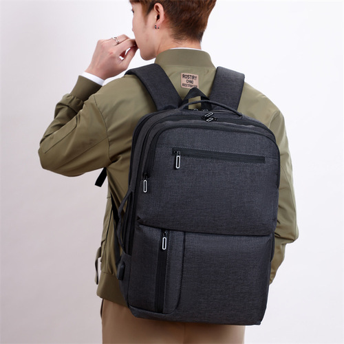 双肩包男商务背包15.6寸电脑包防泼水通勤背包大容量学生双肩背包