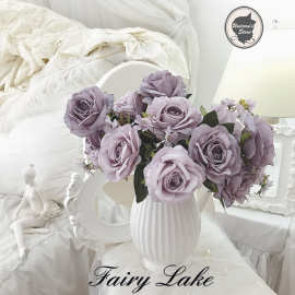 北欧ins风 古董蓝莓莫吉托仿真玫瑰花 绢花摆放装饰花卉婚礼节日